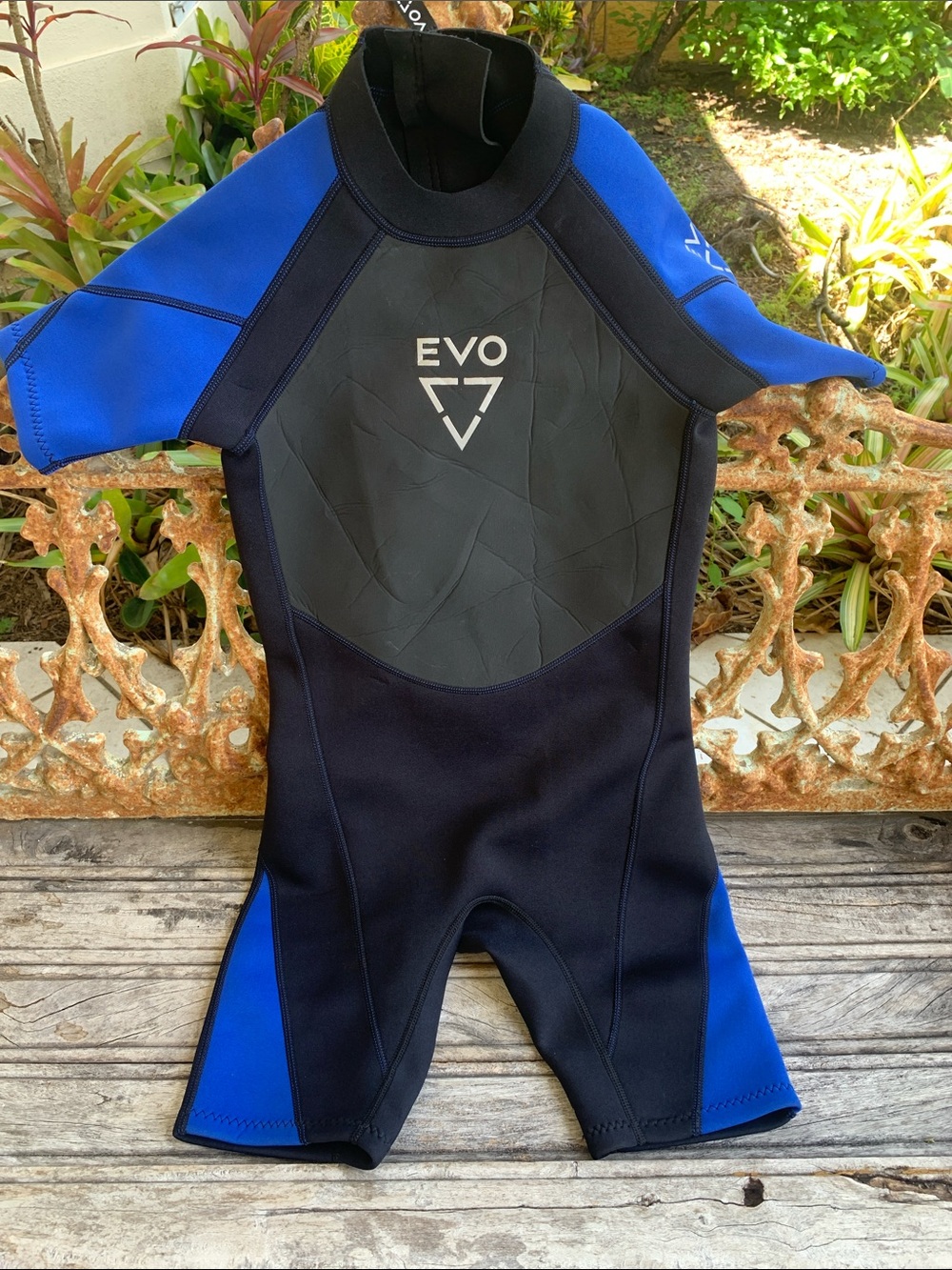 EVO Kids Short Sleeve Swim Wetsuit and Rashguard - Black and Blue